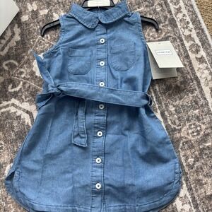 NWT Hunter Toddler Girls Size 2T Summer Dress Sleeveless Shirt Dress Chambray